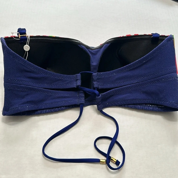 Trina Turk Ultramarine Rainbow Swirl Textured Bandeau Bikini Top Size 16W NWT - Picture 6 of 8